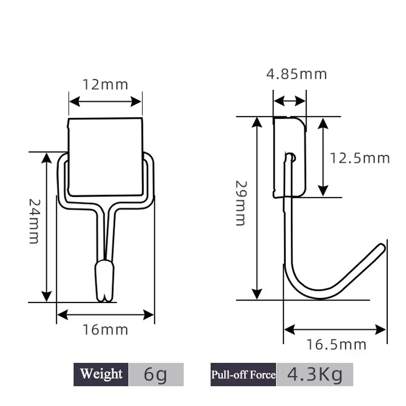2/6/10/20Pcs 새로운 강력한 네오디뮴 자석 마그네틱 후크 다목적 보관 사각형 후크 홈 주방 바 키체인에 적합