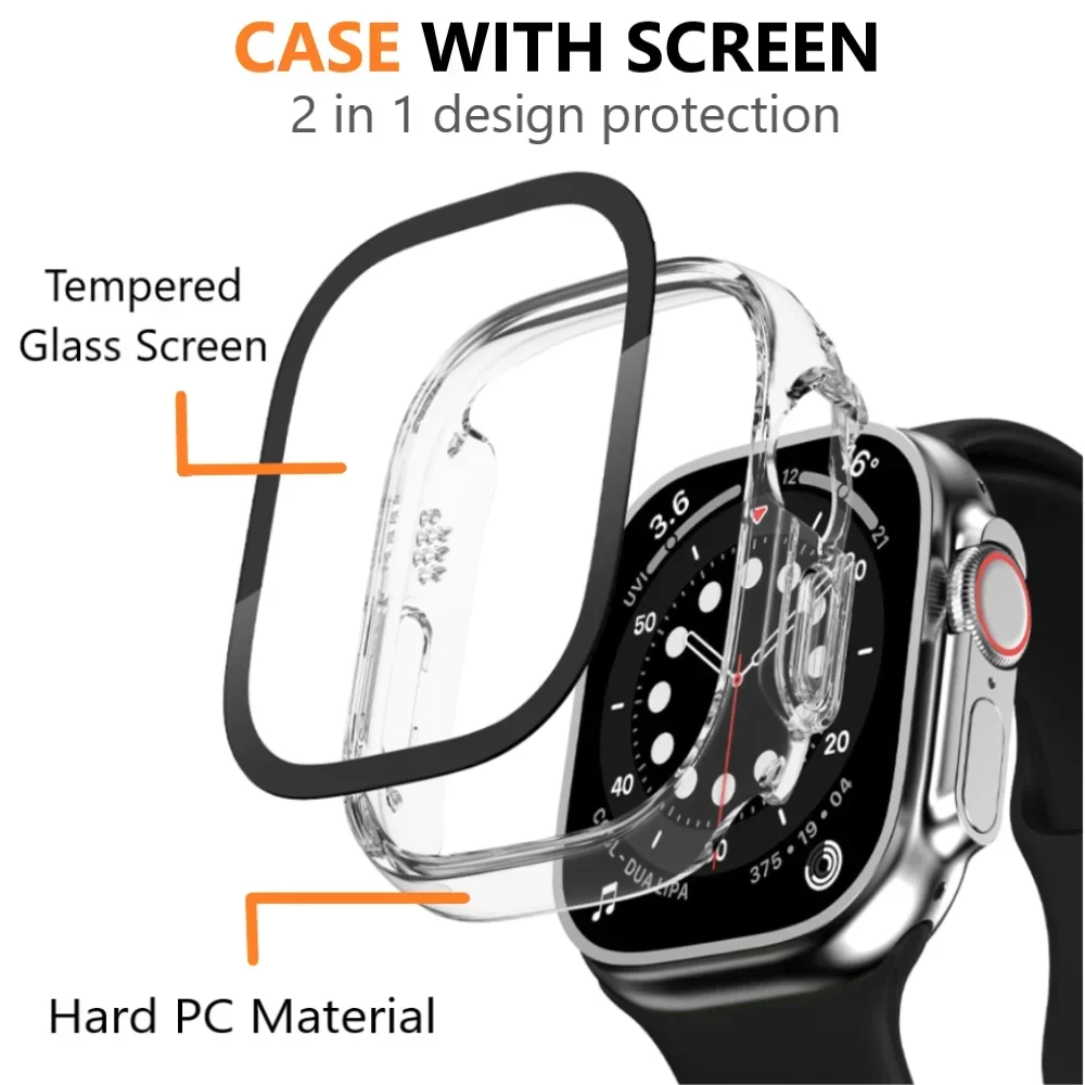 Rugged Shockproof Apple Watch Ultra Case with Tempered Glass Screen Protector