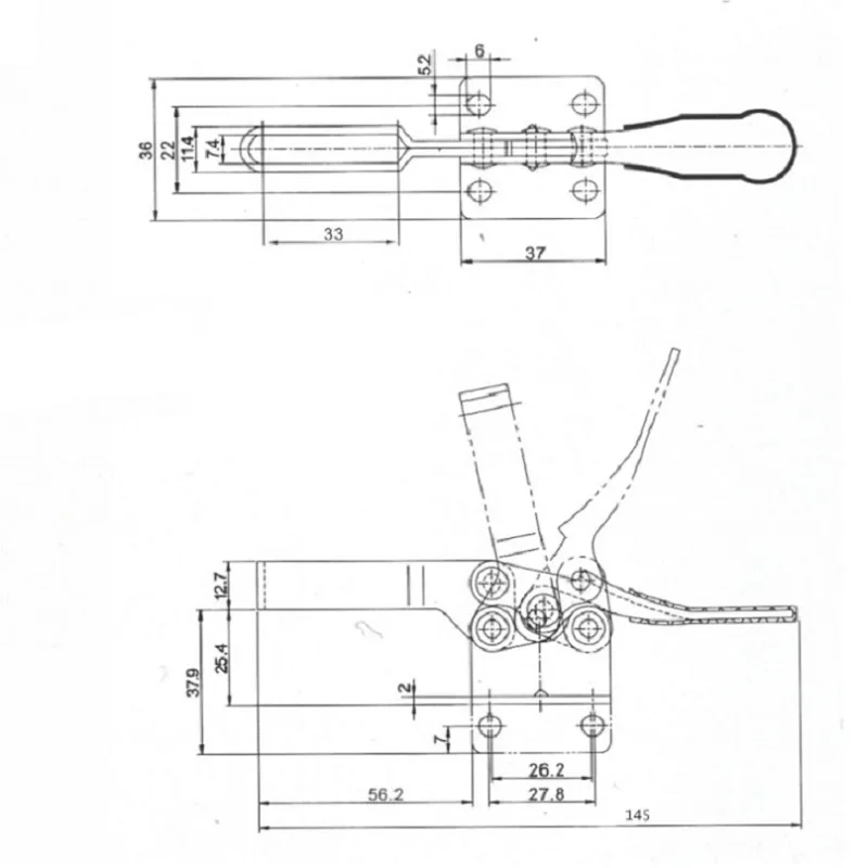 4PCS GH-201B Toggle Clamp 90kg Quick Release Horizontale Klemmen Verriegelung Hebel Verschluss Hand Werkzeug Holzbearbeitung Clip Werkzeug – Detail 4