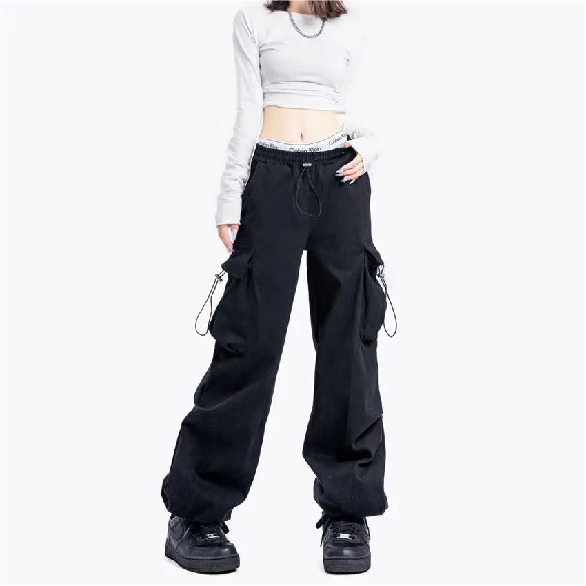 

Harajuku Parachute Pants Y2K Streetwear Wide Leg Baggy Cargo Trousers Female Hippie Korean Edgy Style Jogging Sweatpants