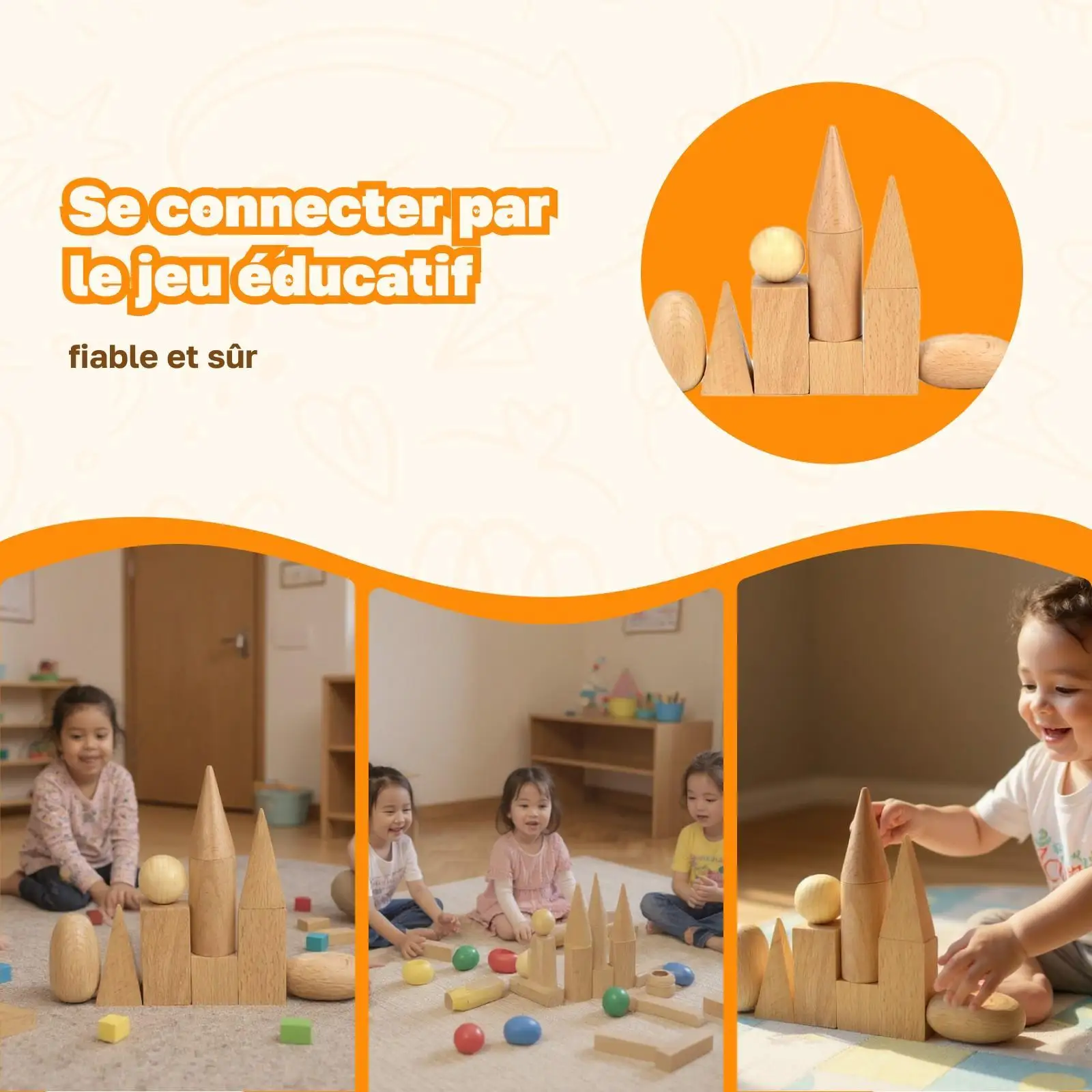 Wooden 3D Shapes Geometric Solid Blocks Preschool Learning , Set of 10 Wooden 3D Shapes Geometric Solid Blocks Preschool Learning , Set of 10