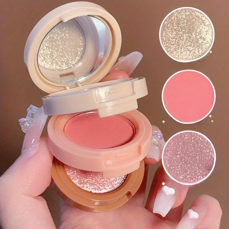 3in1 Blush Palette Pressed Highlighter Palette LongLasting Waterproof Matte Highlighter Shimmer  Blush Makeup 1