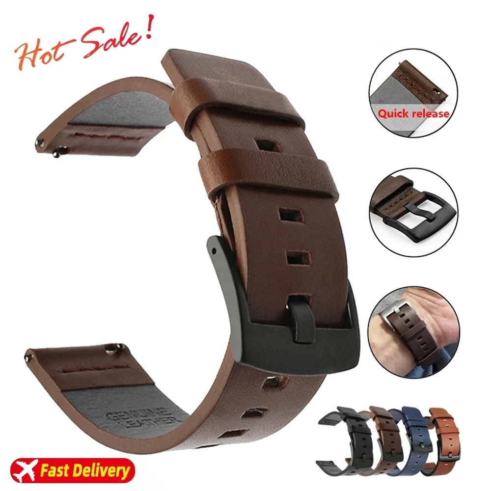 Quick Release Leather Watch Band - 20mm/22mm Strap