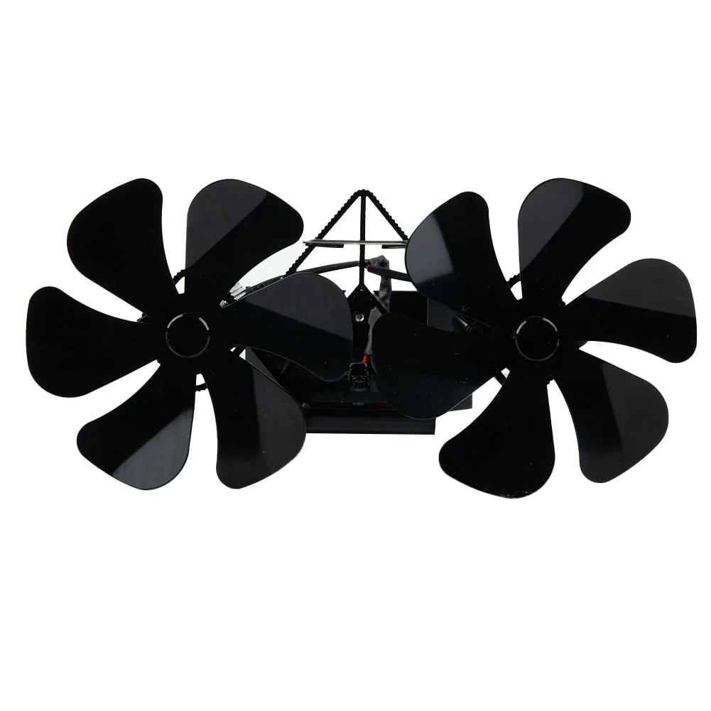 

1pcs Fireplace Fan Double Head 12 Blade Furnace Fan Wall Mounted Unpowered Operation Energy Saving Oven Fan Fireplaces Parts