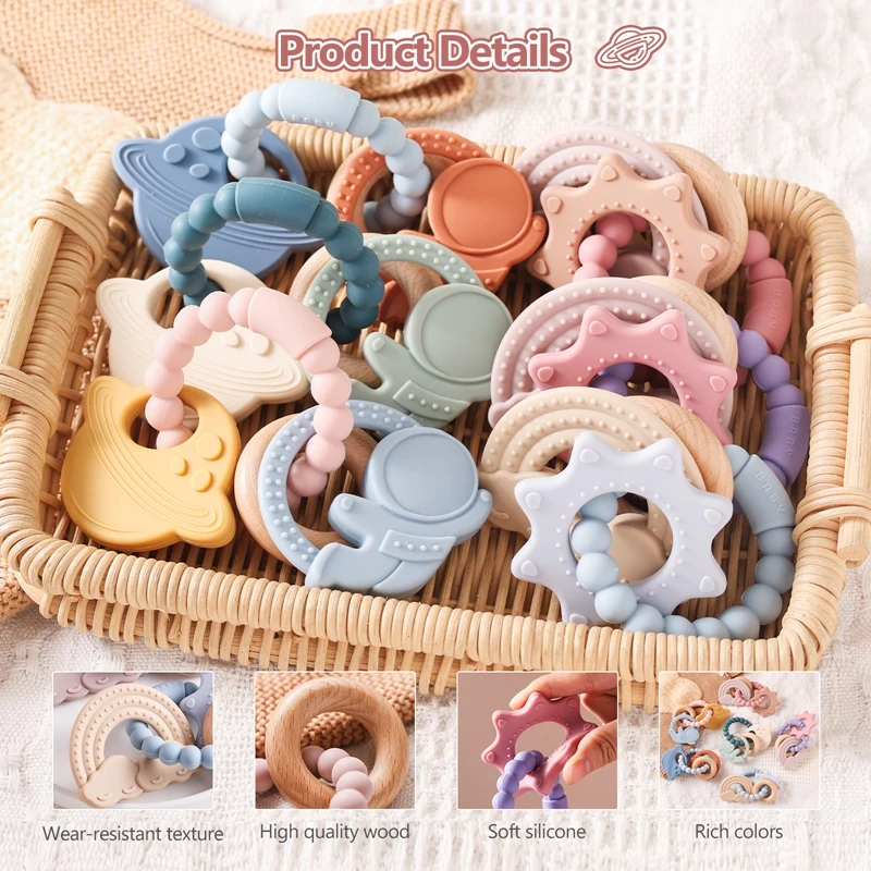 Baby Silicone Bracelet Teether Toys BPA Free Silicone Celestial Nursing Teething Toys Food Grade Newborn Gift teething toys,silicone teething toys