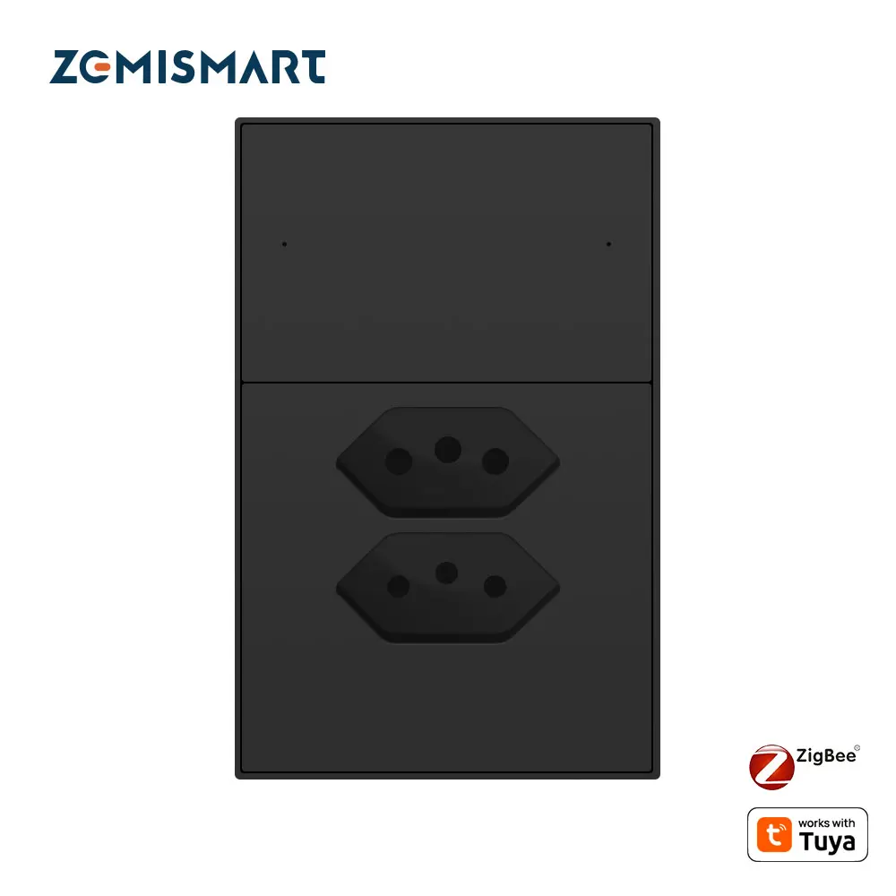 Zemismart Zigbee 브라질 소켓 2 개, 투야 2 극 콘센트 소켓, 블랙 지..