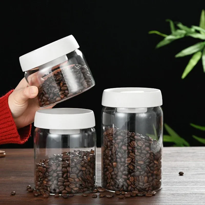 Press-type Coffee Beans Vacuum Sealed Tank Glass Food Storage Fresh-keeping Coffee Jars Whole Grains Tea Candy Storage Jar Jar 5