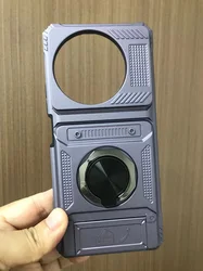 Premium Dual Card Holder Case with Hard Back, Metal Ring Stand for TCL 50 XL Nxtpaper (PURPLE)