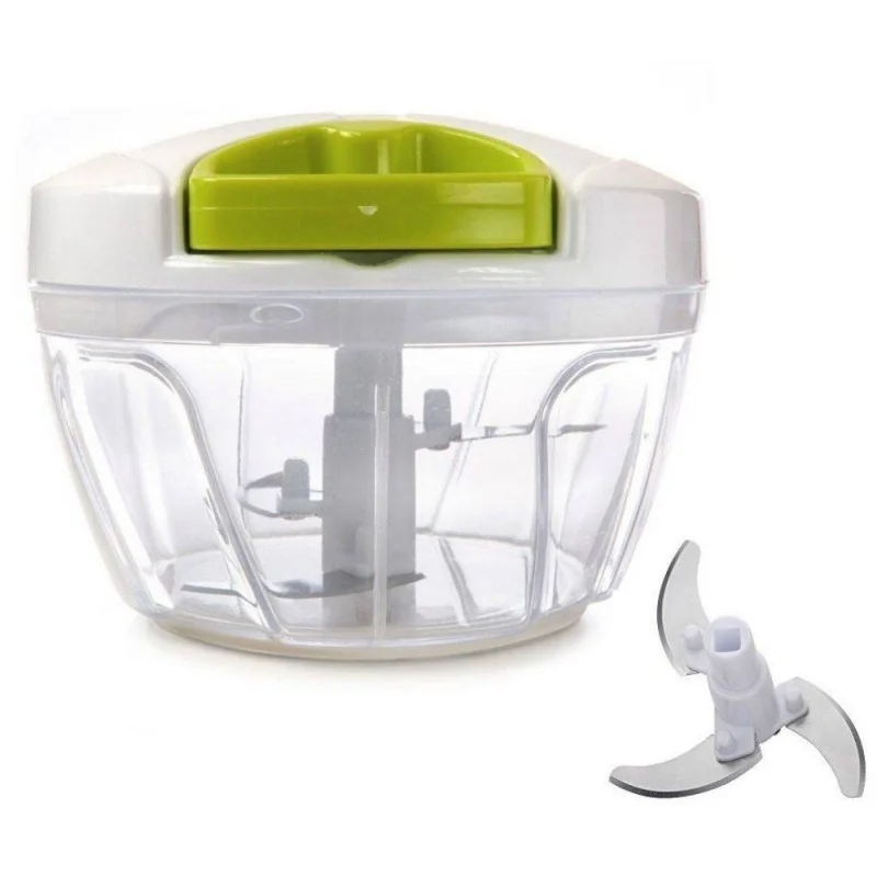 Mini Manual Food Shredder Processor 400ml With 3 Blades CurvesPractical