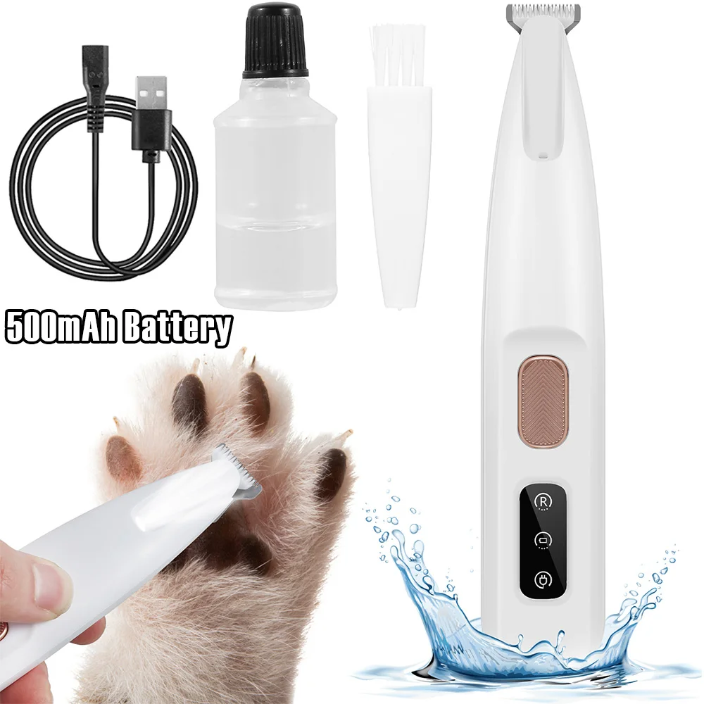 Pet Dog Paw Trimmer 500mAh Rechargeable Fully Waterproof Pet Hair Trimmer with LED Display Dog Clippers 18mm Widen Blade pet hair trimmer dog hair trimmer dog clipper pet clipper hair trimmer