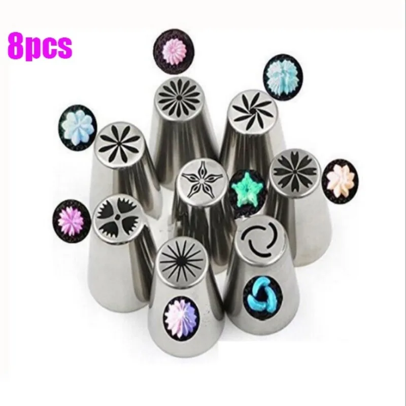 Cake Decorating Tip Set Cake Icing Nozzles Baking Nozzle Set Cake Decorating Nozzle Set 6/8Pcs Russian Tulip Flower Cake Icing Piping Nozzles