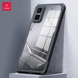 Xundd Shockproof Transparent Phone Case with Camera Protection and Hybrid Shell for Acrylic and TPU (Black Clear)