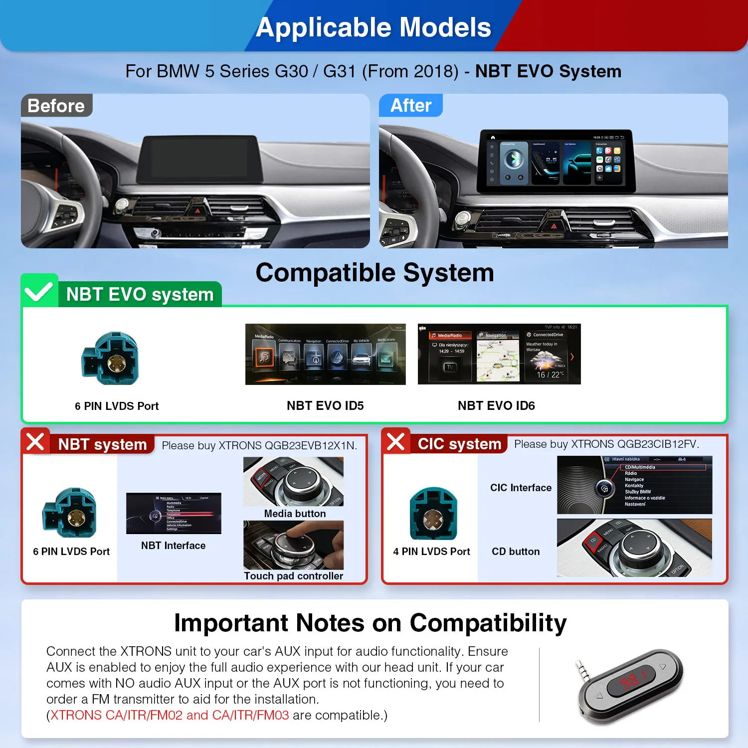 XTRONS 12.3" Android 14 8+128GB Car Multimedia Player for BMW 5 Series G30 G31 EVO System Stereo with CarPlay Android Auto EA4G - Image 3