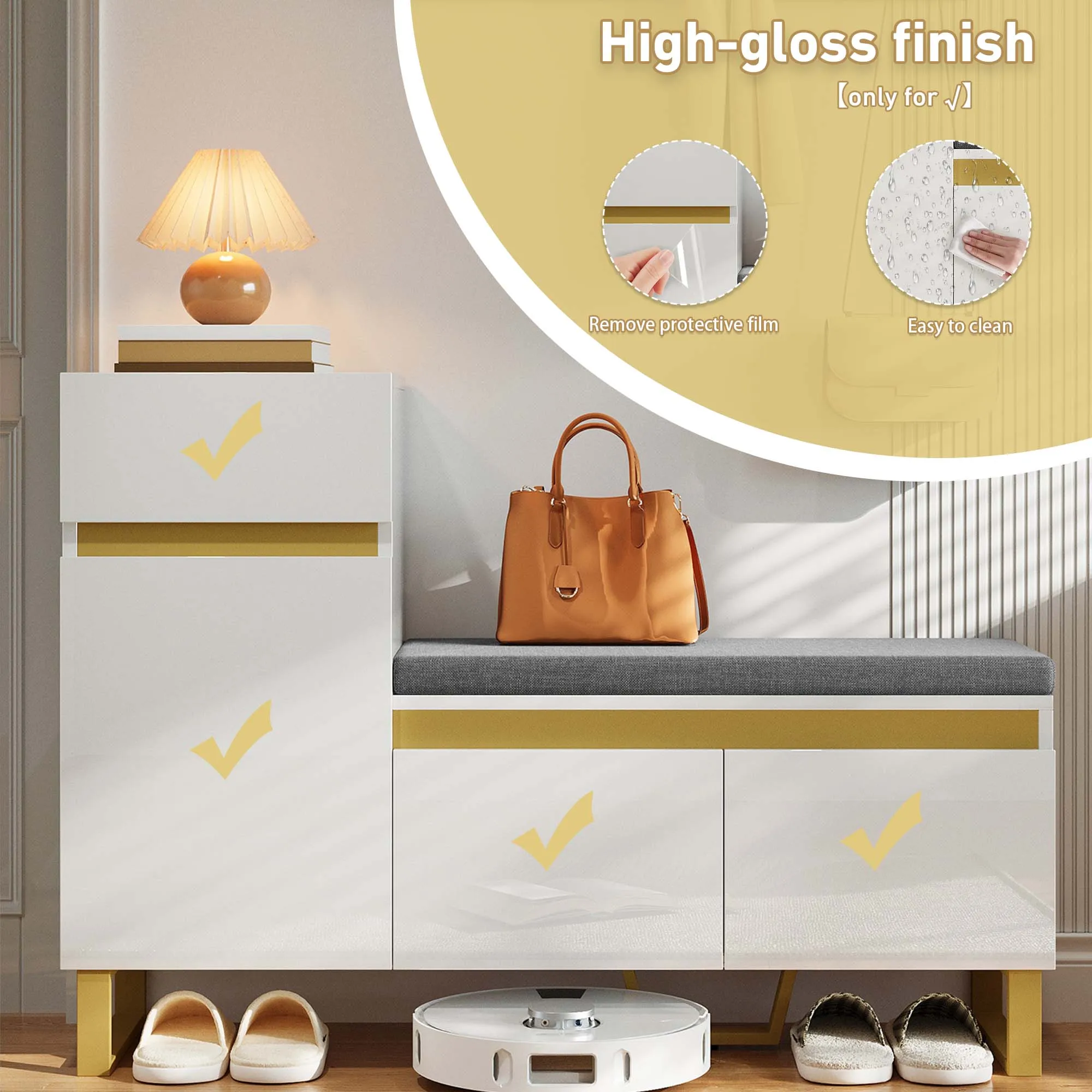 Schuhschrank mit großem Fassungsvermögen für den Eingangsbereich, mehrstufiger Aufbewahrungsschrank, moderner, minimalistischer Eingangsschrank, Heim-Organizer mit – Detail 17