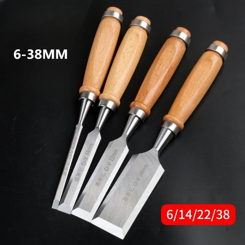 Multifunctional Carpentry Chisel Carving Knife Carving Slotting Trenching Chromium Vanadium Steel Flat Chisel Carpenter DIY Tool