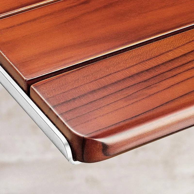 Upgraded ADA Compliant Folding Teak Shower Seat Wall Mounted - Larger Teak Shower Bench, Home Care Folding Shower Seat 2