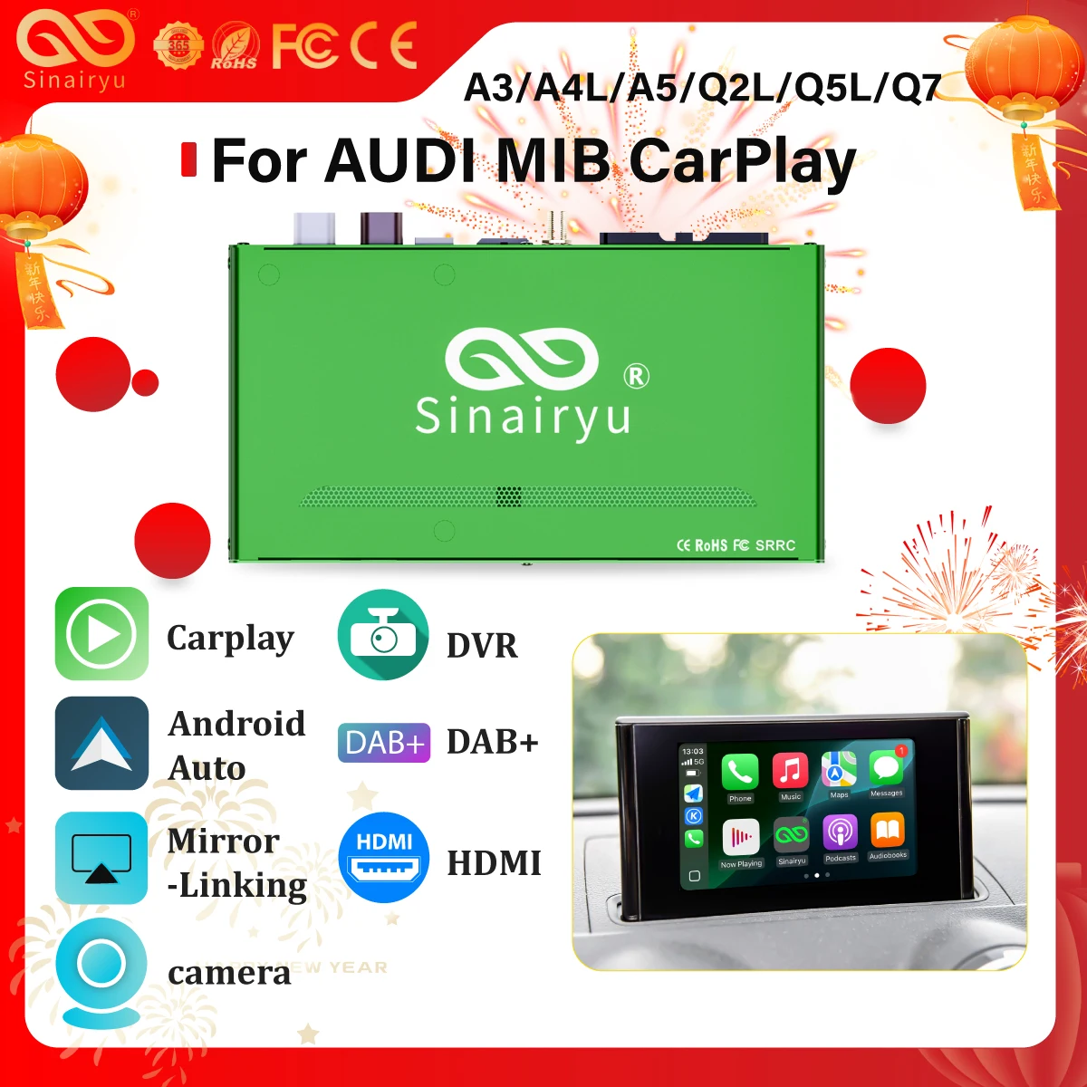 Sinairyu Bezprzewodowy interfejs Apple CarPlay Android Auto