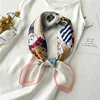 Cartoon Cat Square Imitation Silk Scarf Spring and Summer Head Wrap For Women Multifunction  Neckerchief 3