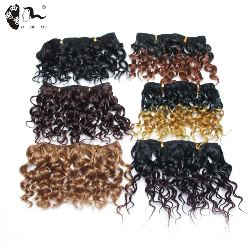 Tissage Naturel Synthetic Weave Hair 3 lots 6inches Ombre Curly Hair 4 Colors 4pcs/lot for full head