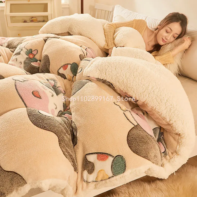 Winter Luxury Lamb Velvet Quilt Core Thickening Spring Student Quilt  Bedding Home Textiles Comforter Blanket Summer Cama Decke - AliExpress