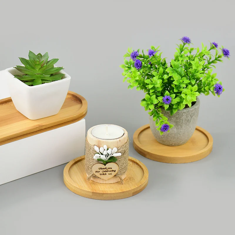 Round Square Oval Wooden Tray Countertop Bottle Organizer Holder Candles Jewelry Storage Plate Tray Bathroom Kitchen Accessories