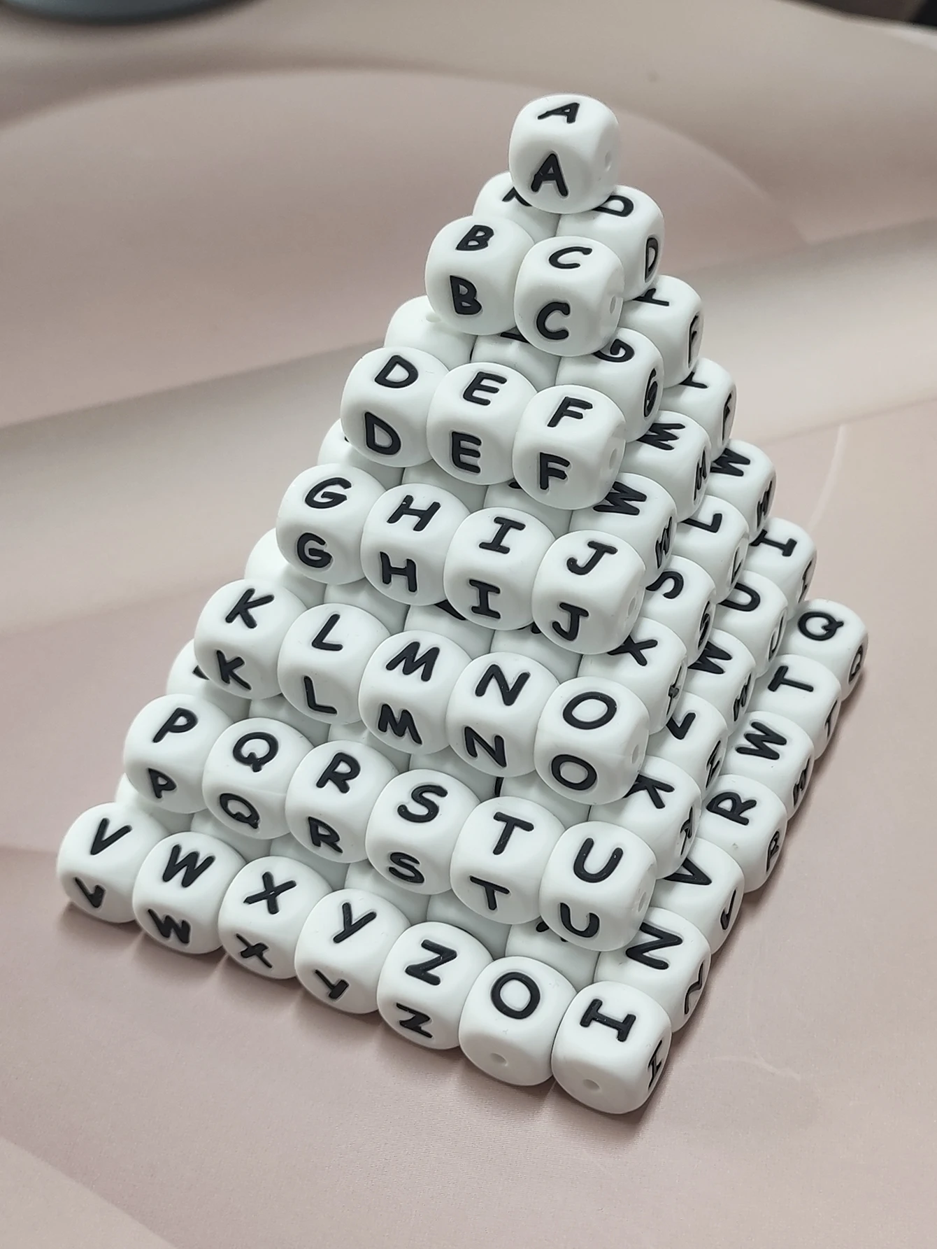 52-Piece Silicone Letter Beads Set - 12mm Square Alphabet Beads A-Z For DIY Bracelets, Keychains, Lanyards - View #5