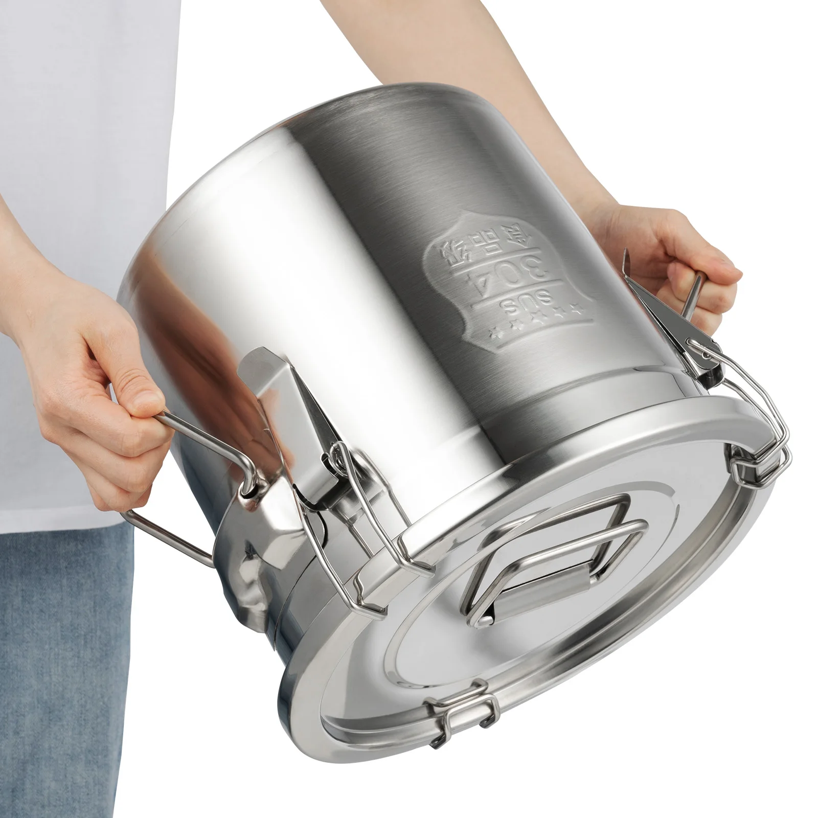 Stainless Steel Cereal Container - 12L Airtight Rice and Oil Storage Bucket
