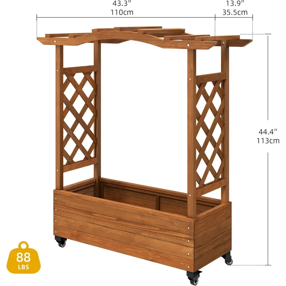 DWVO Raised Garden Bed with Trellis Movable 6
