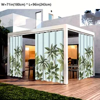 1 pc Outdoor Curtains, Waterproof QutdoorGarden Curtains, Modern Minimalist StyleNature Theme Yard Curtains, Tropical PlantPatte 1