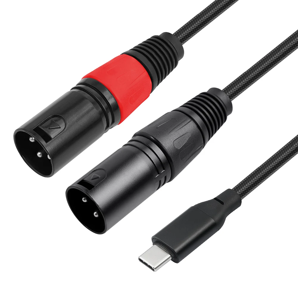 Premium USB-C to Dual XLR Audio Cable with Built-in DAC and Braided Design for Enhanced Sound Quality