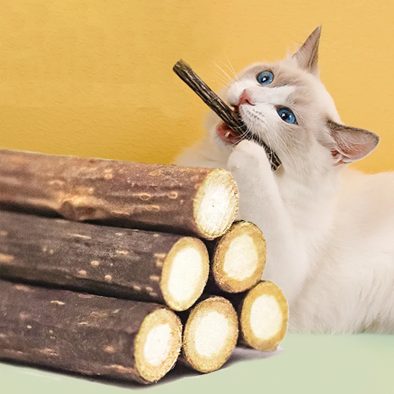 10/20PC Natural Matatabi Cat Snacks Sticks Cat Molar Stick Actinidia Fruit Silvervine Sticks Pet Cleaning Teeth
