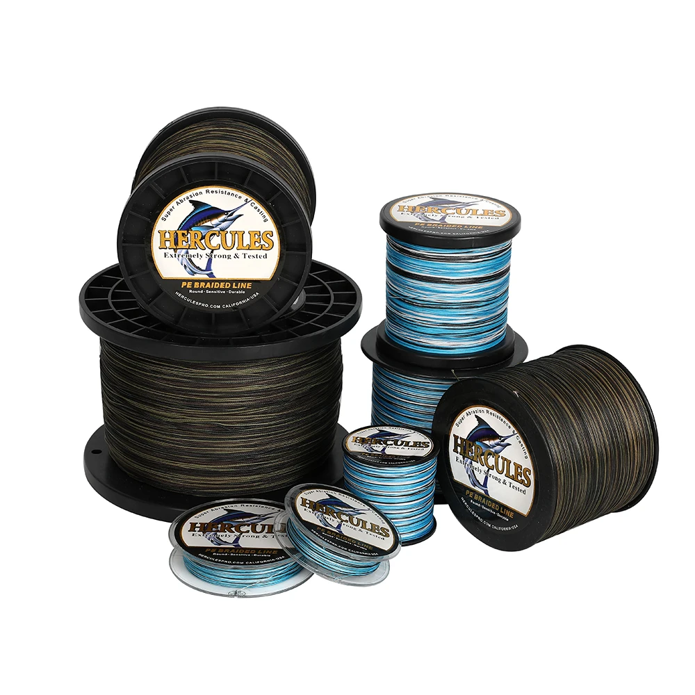 Hercules Braided Fishing Line Pesca 10-300lb PE Carp Fish Camo Blue 100M 300M 500M  1000M Saltwater Peche 8 Strands 4 Strands 3