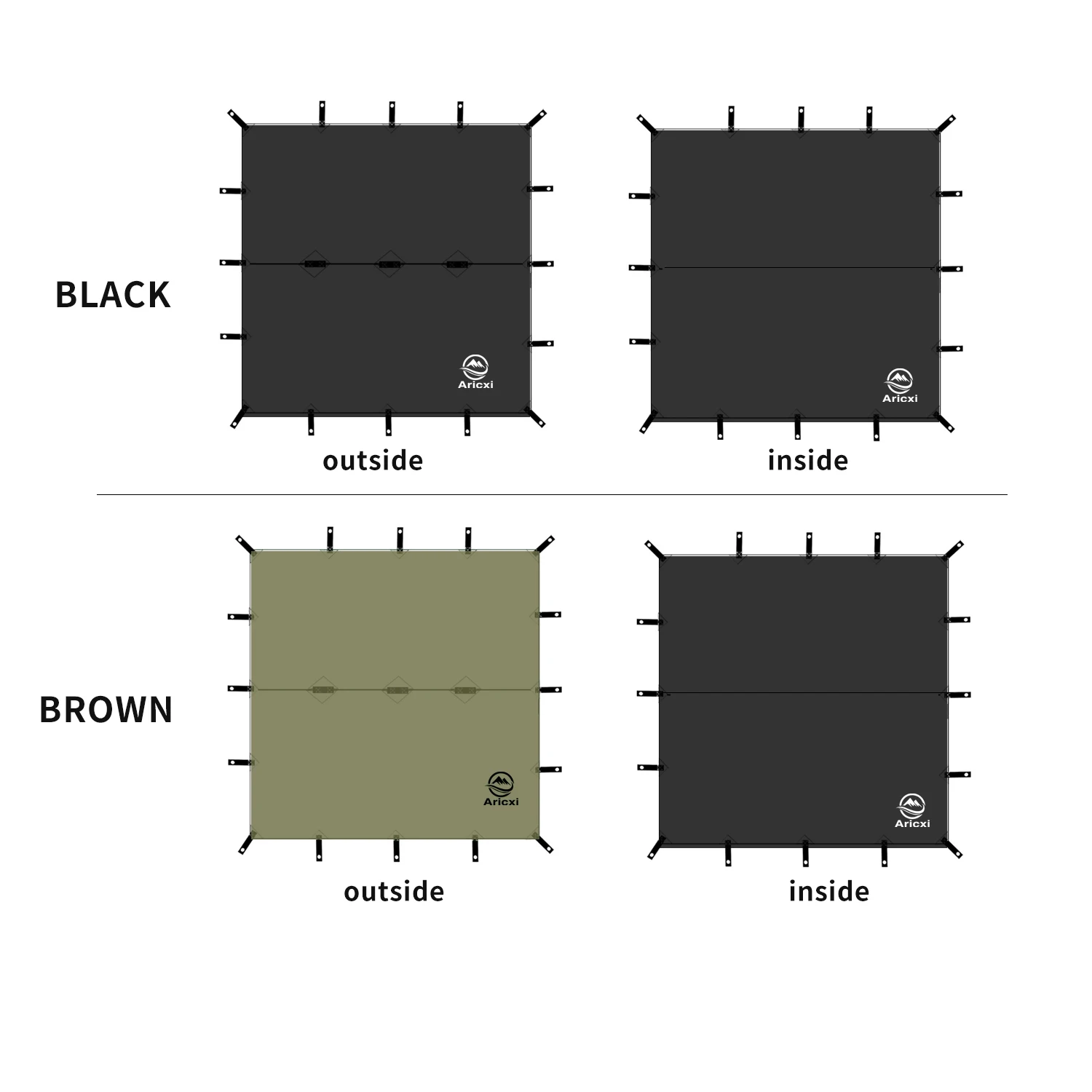 aricxi Coating Tarp 8 / 19 hanging ponits 3x3m 4x4m outdoor camping sunshelter canopy waterproof tarpaulin,waterproof tarp,tarpaulin rain cover,camping canopy