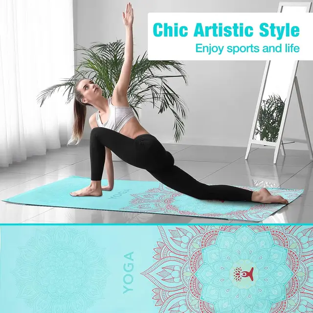MoKo Yoga Towel Non Slip Hot Yoga Mat Yoga Blanket Printing Pattern Quick Dry with Corner Pocket for Bikram Pilates Gym Workout 6