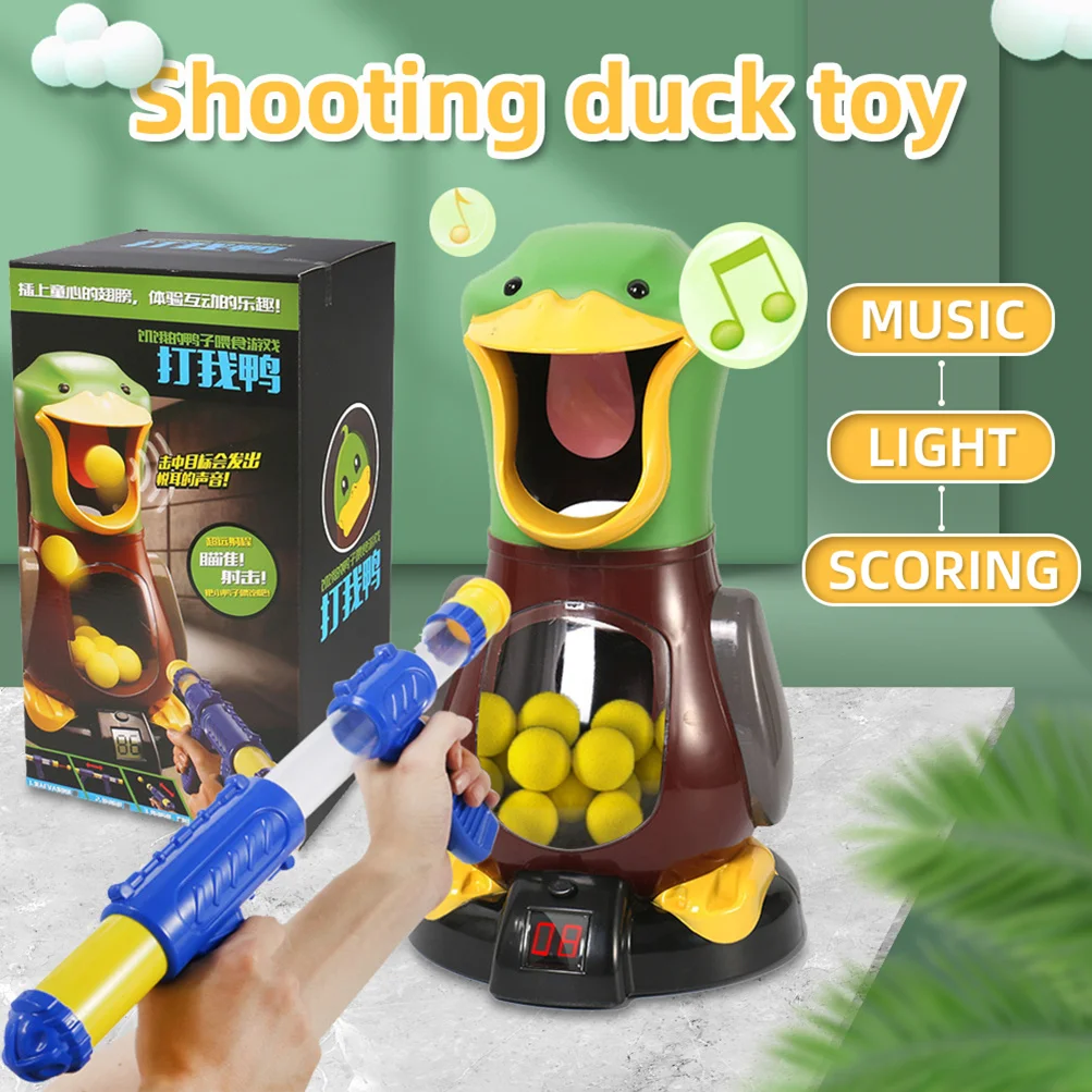 Novel Shooting Toys for kids Hungry Shooting Duck Air-powered Gun Soft Bullet Ball Electronic Scoring Battle Games for children