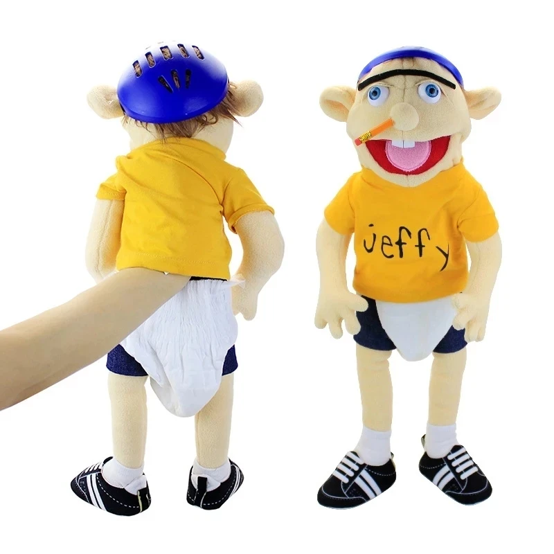 

2022 60cm Large Jeffied Boy Hand Puppet Children Soft Doll Funny Party Props Christmas Doll Plush Toys Puppet Kids Gift