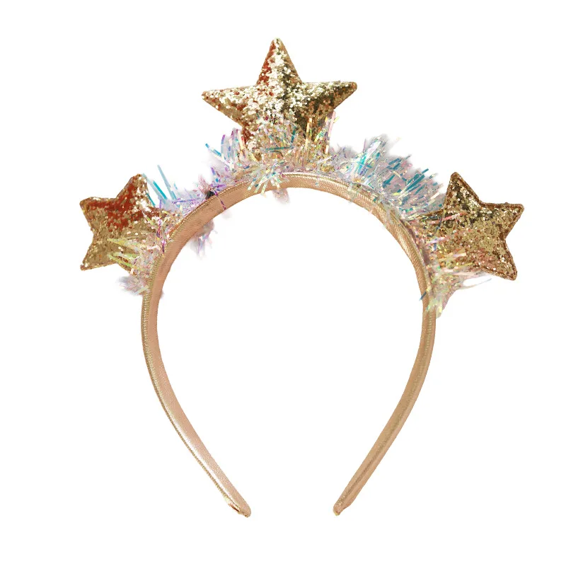 New Christmas headband High-quality sequined five-pointed star headband Christmas Party Hair Accessory