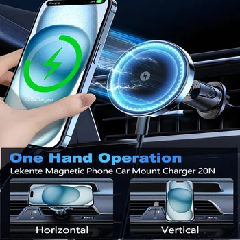 UYUXIO Magnet Wireless Car Charger 15W Fast Charging Magnetic Car Mount Phone Holder Air Vent for iPhone 16 15 14 13 Pro Max 12