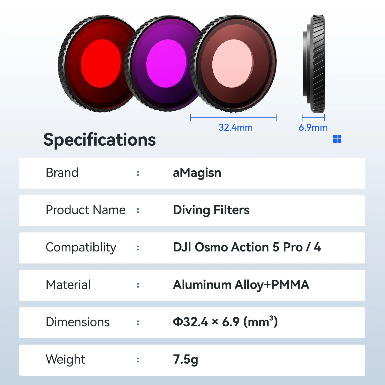 Waterproof Diving Lens Filter for DJl OSMO Action 5Pro/4 Series Anti-Fog Seamlessly Adapted To Waterproof Cases action camera accessory