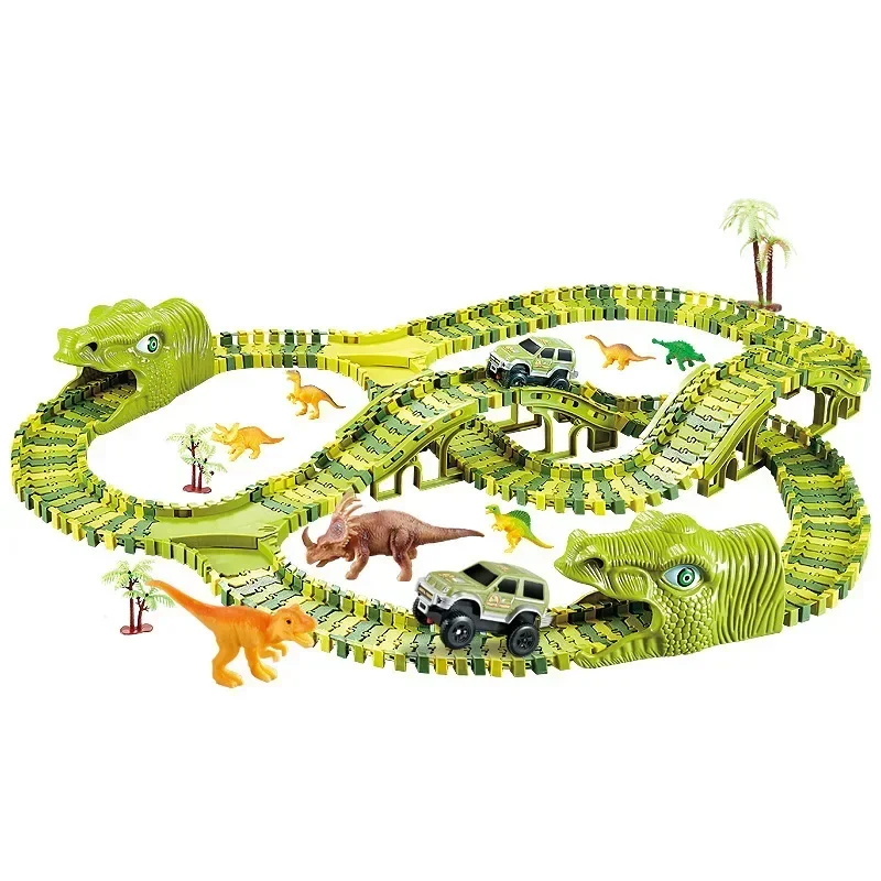Children's Track Car Toys Boy DIY Versatile Assembly Electric Dinosaur Roller Coaster Amusement Park