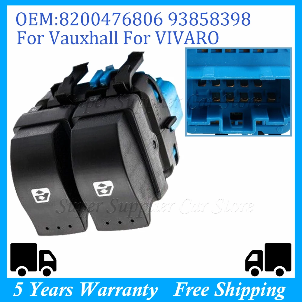 8200476806 Per Vauxhall Vivaro / Movano Per Renault Interruttore Alzacristalli Elettrico Copilot 8200108269 93858398 25561Mb
