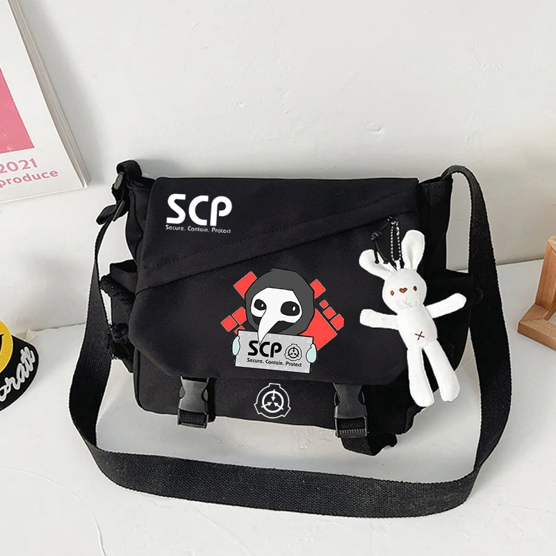 SCP Handbag Messenger Shoulder Strap Travel Bag Black Cartoon 4