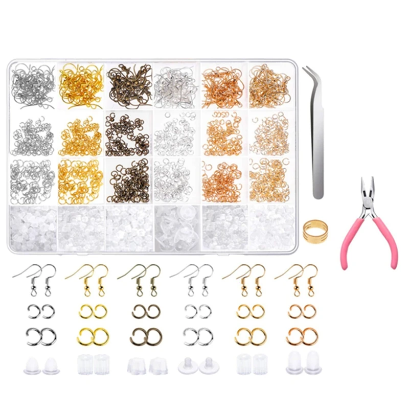 

Earring Making Supplies Kit With Earring Hooks,Open Jump Rings,Earring Backs For Jewelry Making And Repair