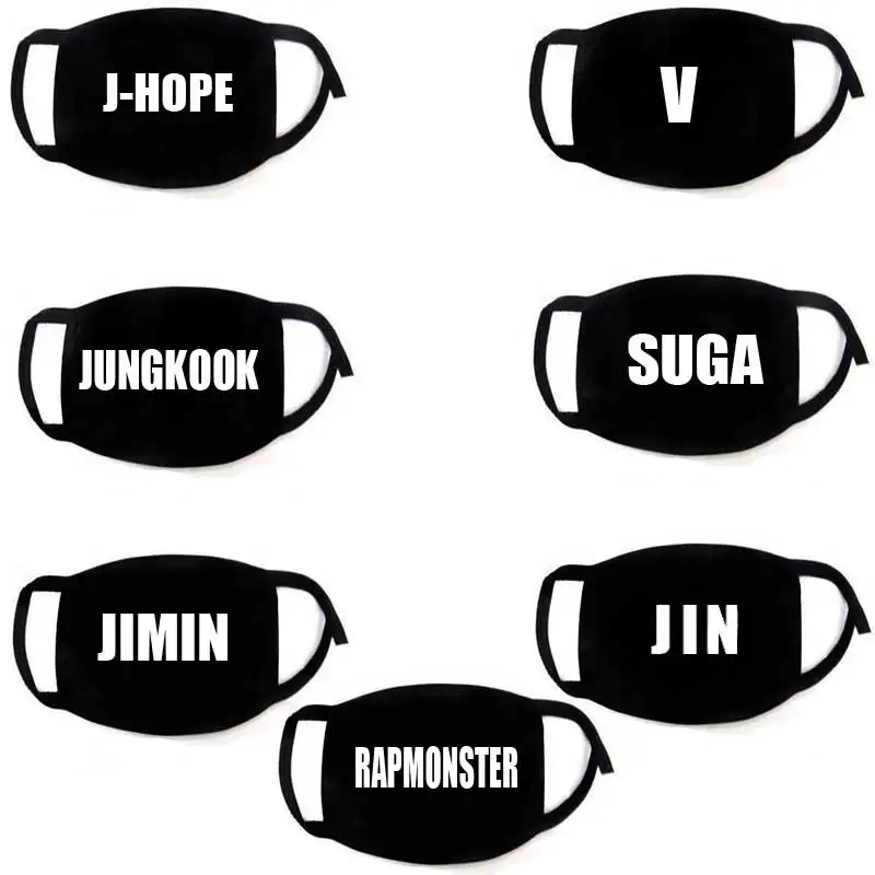 Jimin V Rap Monster Jin Jungkook Suga Jhope Kpop Maschera Stampata Nera Donna Uomo Fan Maschere Per Il Viso Warm Dust Proof Vante Fashion