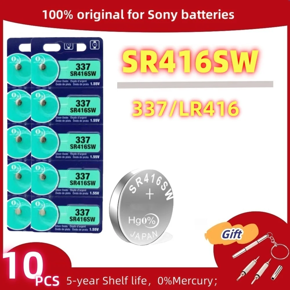 

10PCS Original For SONY 337 battery sr416sw button cell batteries 1.55V Silver Oxide battery for mini wireless earpiece watch
