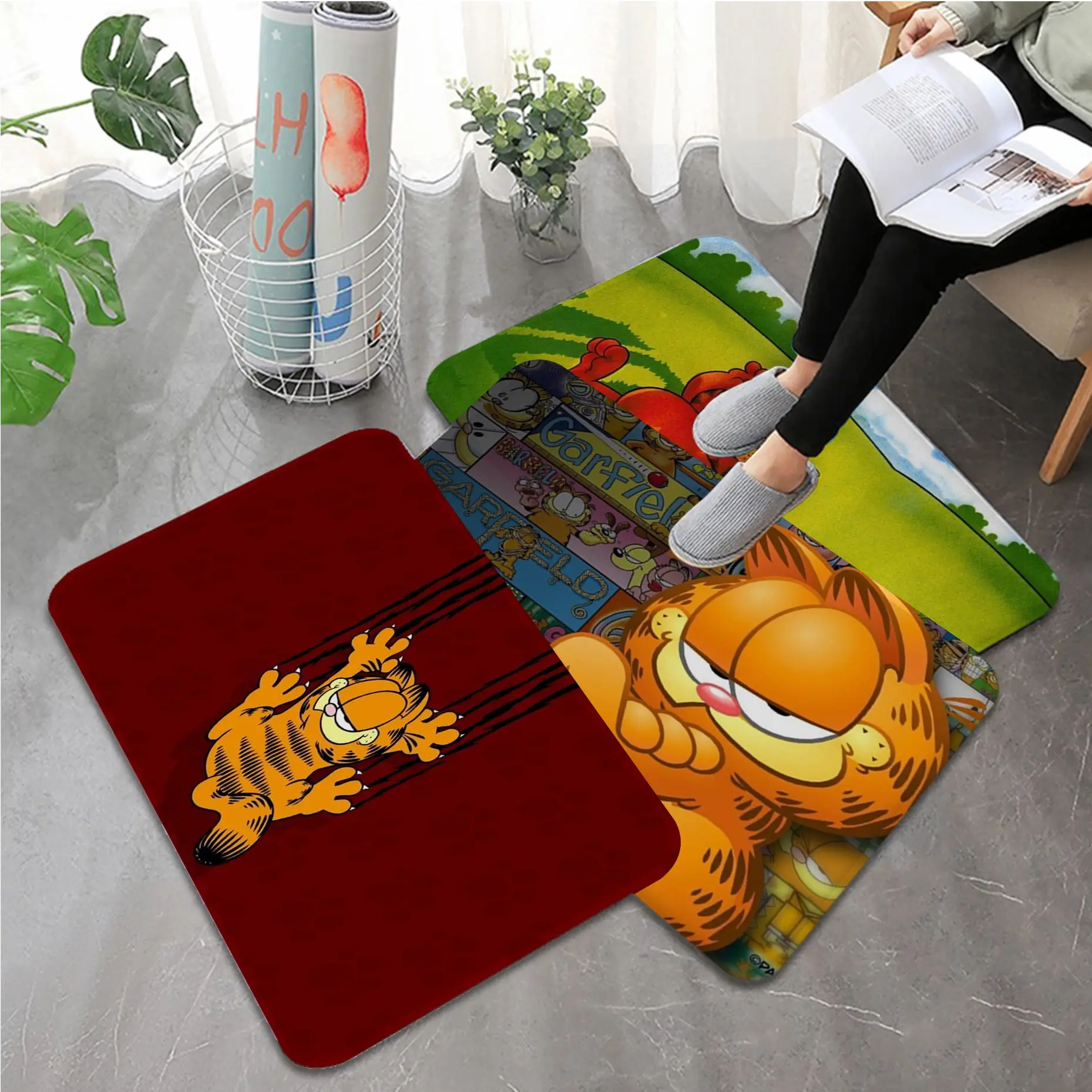 Disney Garfield Cat Door Mat Washable Nonslip Living Room Sofa Chairs