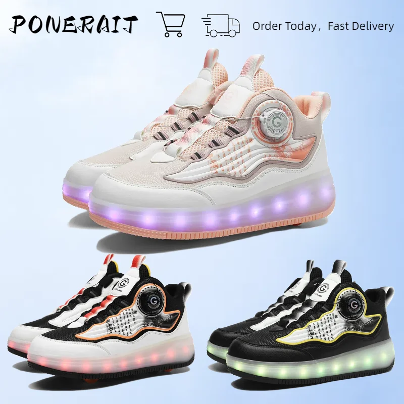 

Trendy Children's Roller Skating Shoes, Girls' Shoes, Four-Wheeled Walking Shoes, Student Invisible Skates, Shoes With Wheels