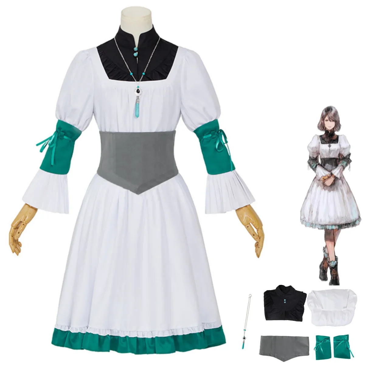 

Anime Game Final Fantasy XVI Jill Warrick Cosplay Costume FF16 Long Sleeved Dress Uniform Full Set Woman Masquerade Ball Suit