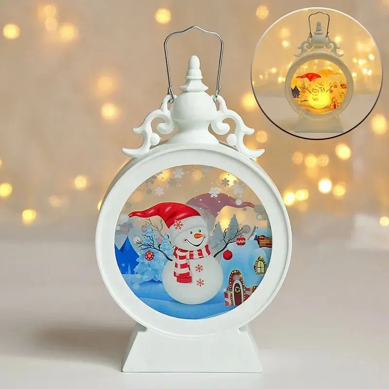 1pc Christmas Round Night Light Desktop Electronic Candlestick Light Holiday Window Decor Ornament Battery Powered No Plug