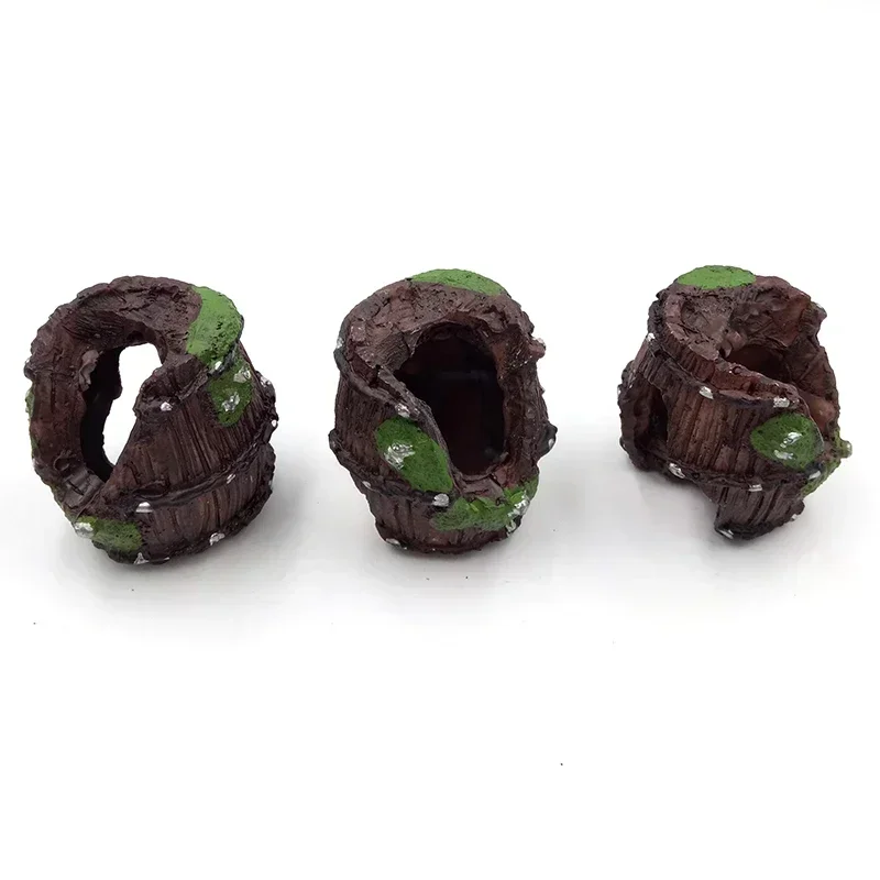 Artificial Resin Barrel Aquarium Decoration Fish Tank Submarine Ornament Underwater Fish Hiding Cave Shelter Shrimp House fish tank ornaments fish tank decorations aquarium ornaments mini landscape ornaments